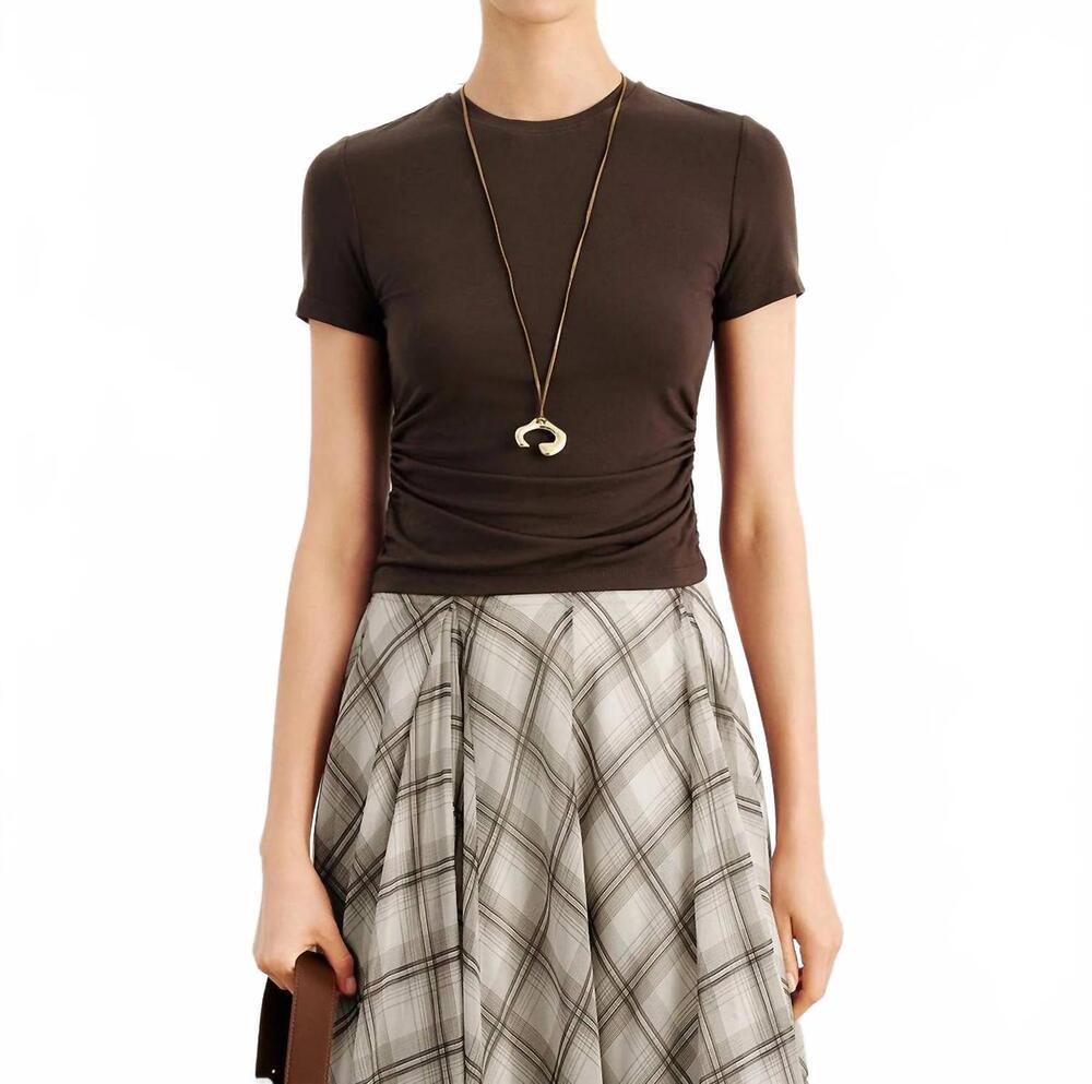 NEW MEILLEUR MOMENT sculpted waist slim-fit tee in coffee